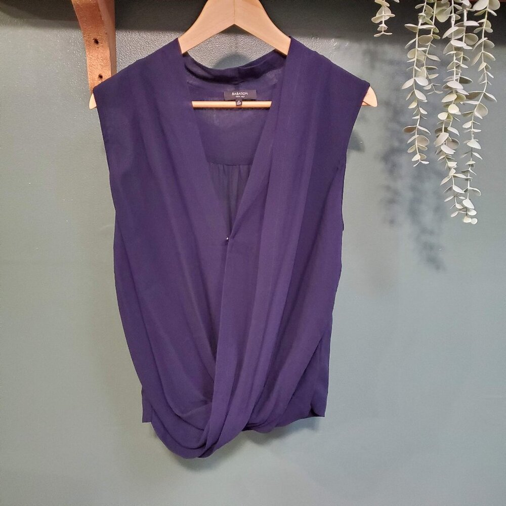 Babaton | Silk Sleeveless Crossover Blouse